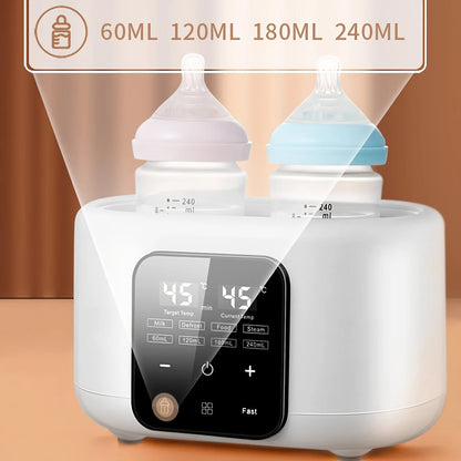 Baby Bottle Warmer with Timer & Temp Control for Formula, Breastmilk, Food Jars, Auto Shut-Off, Compact for Travel