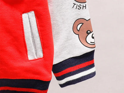 Cartoon Bear Cotton Jacket for Unisex Kids (3-6 Years) - Lightweight Spring Coat