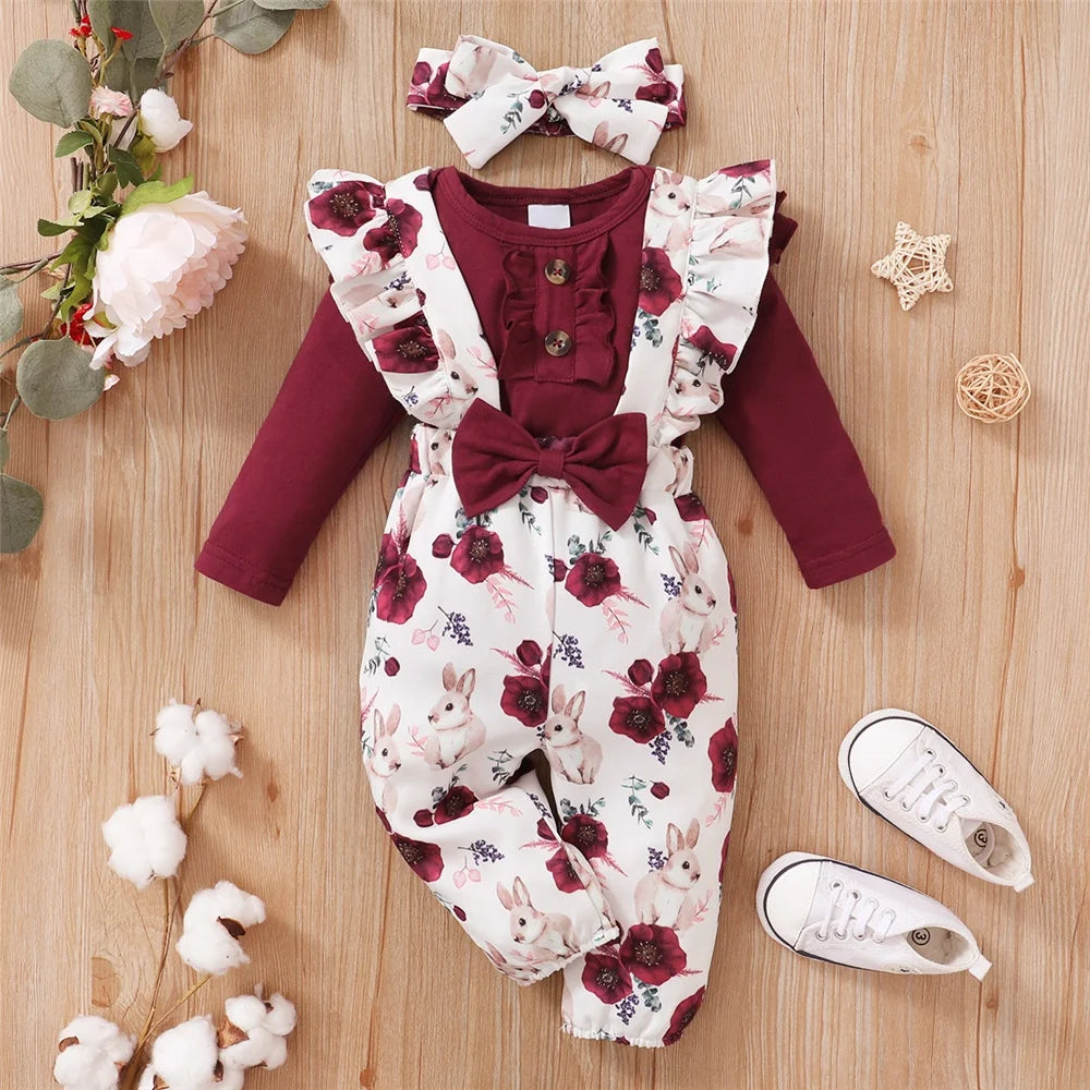 Flower Strap Pants 2PCS Girl Suit