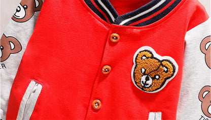 Cartoon Bear Cotton Jacket for Unisex Kids (3-6 Years) - Lightweight Spring Coat