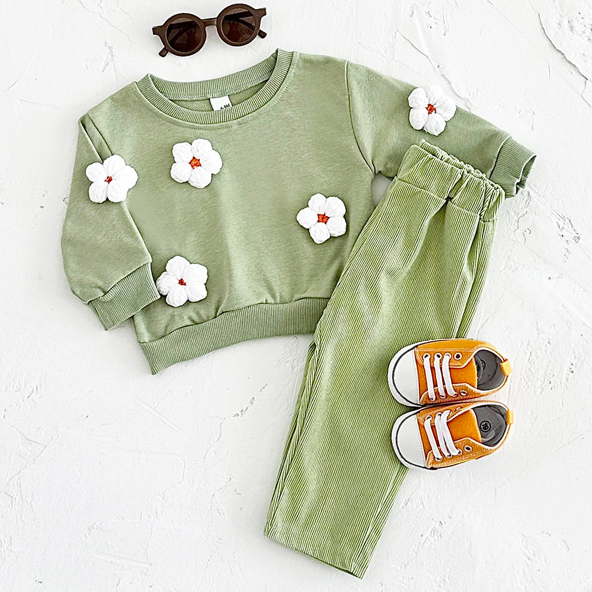 Newborn/Toddler Cotton Suit (1-3 Years) - Star/Flower Pullover & Loose Pants